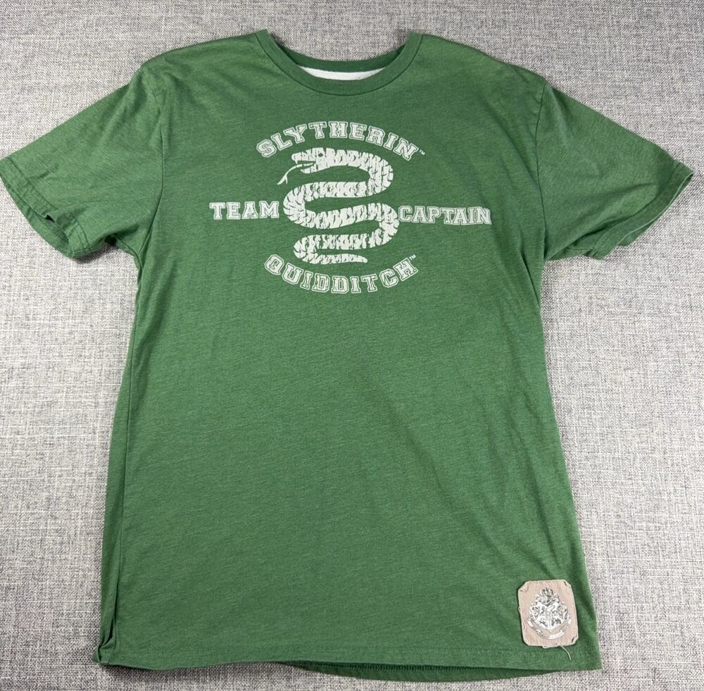 Harry Potter Slytherin Quidditch Team Captain Shirt M Universal Studios Green